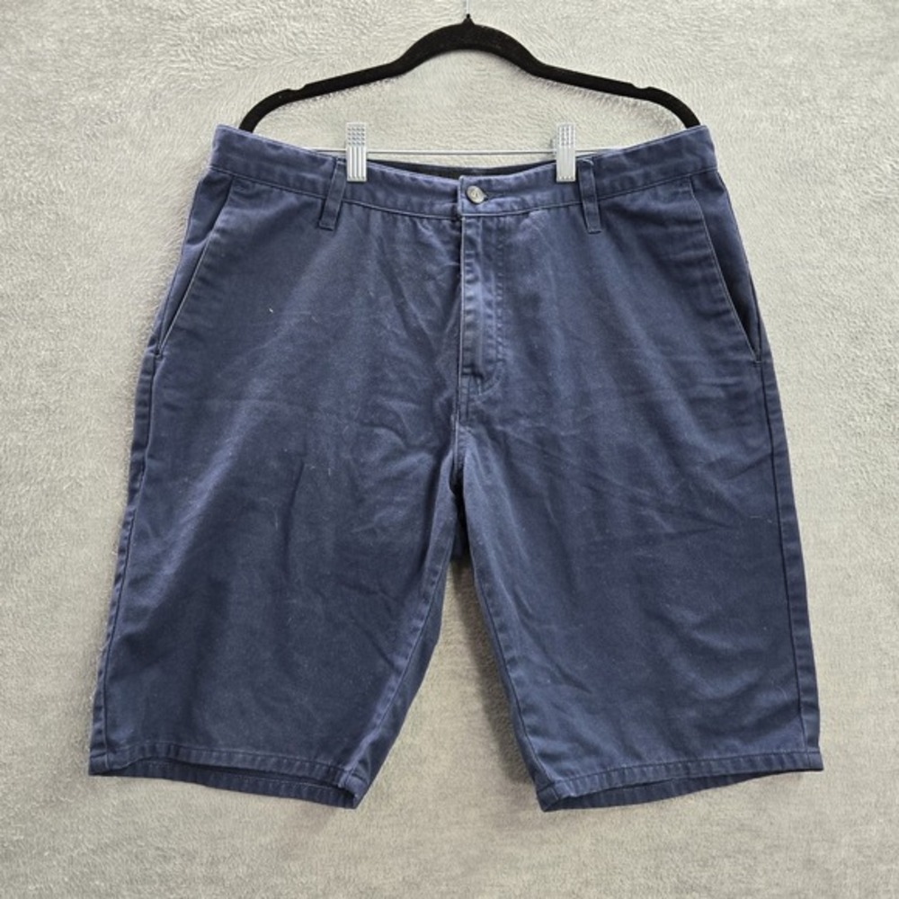 Volcom Men‎ Shorts 33 Navy Casual Logo 10" Inseam Cotton Polyester